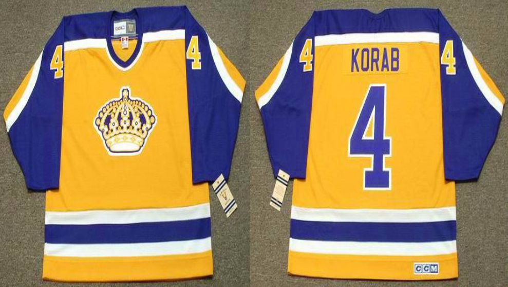 2019 Men Los Angeles Kings #4 Korab Yellow CCM NHL jerseys->los angeles kings->NHL Jersey